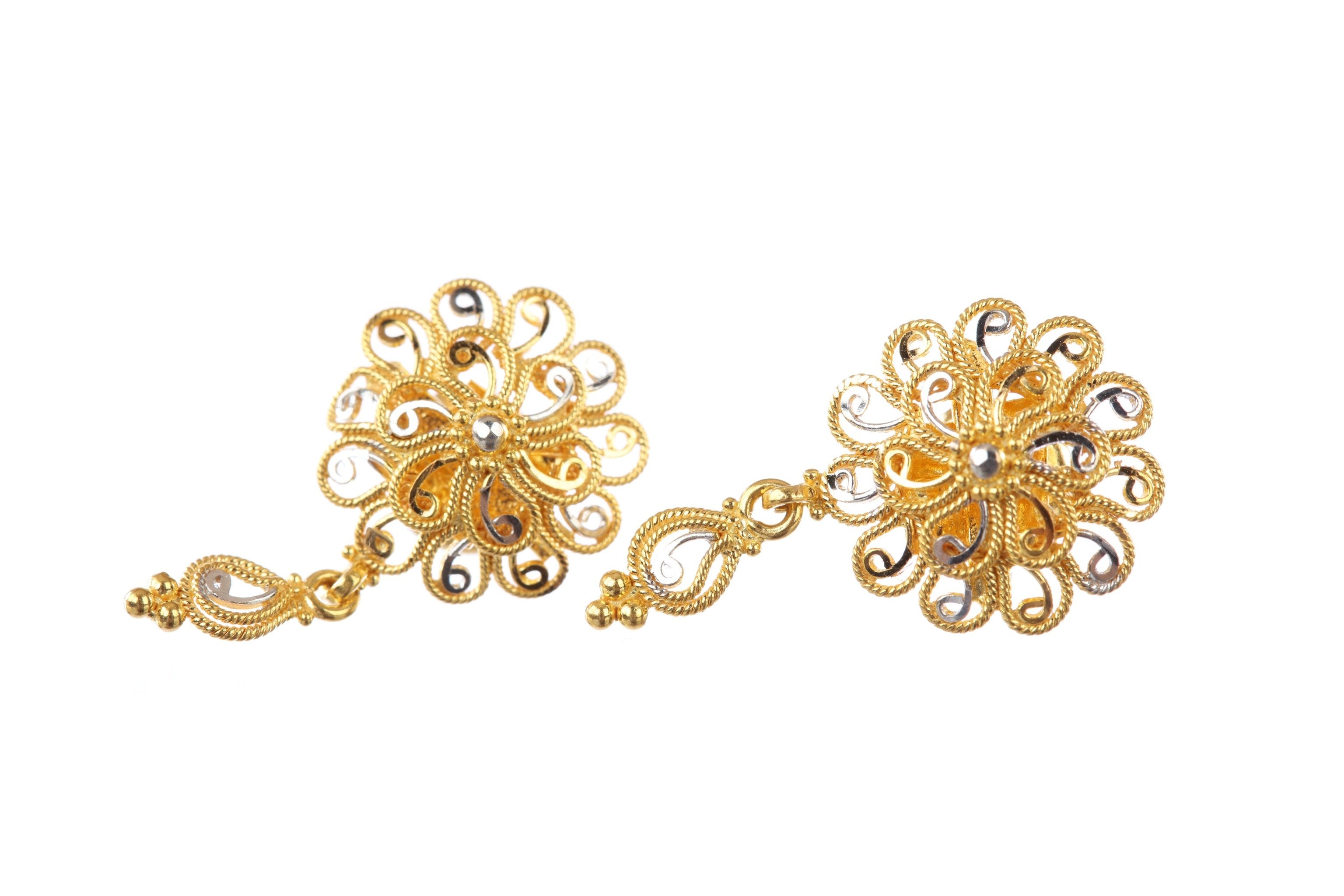 Fancy Yellow Diamond Flower Gold Earrings – Oak Gem