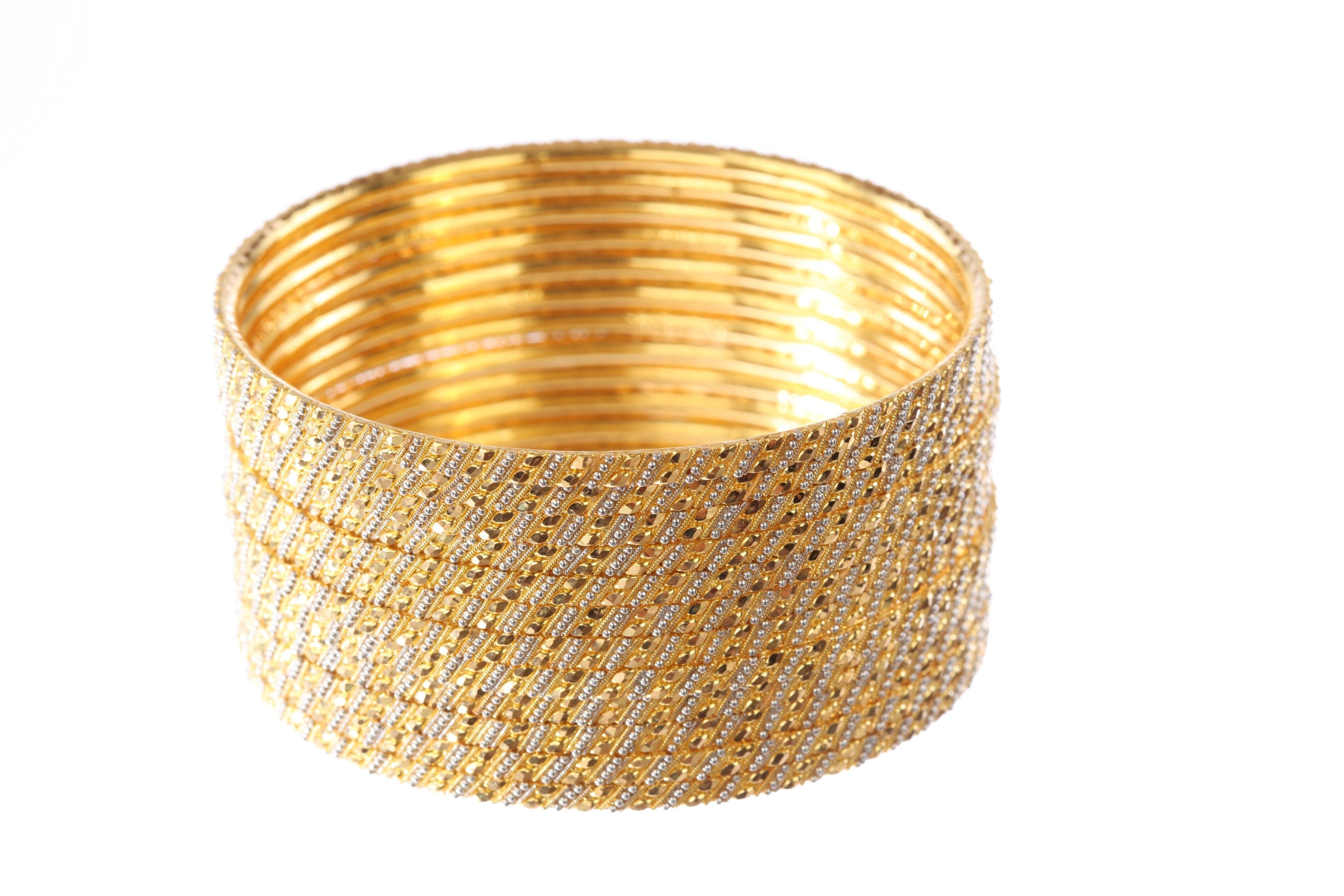 Shop Rubans Set of 3 22K Gold Plated Handcrafted Bangles Online at Rubans
